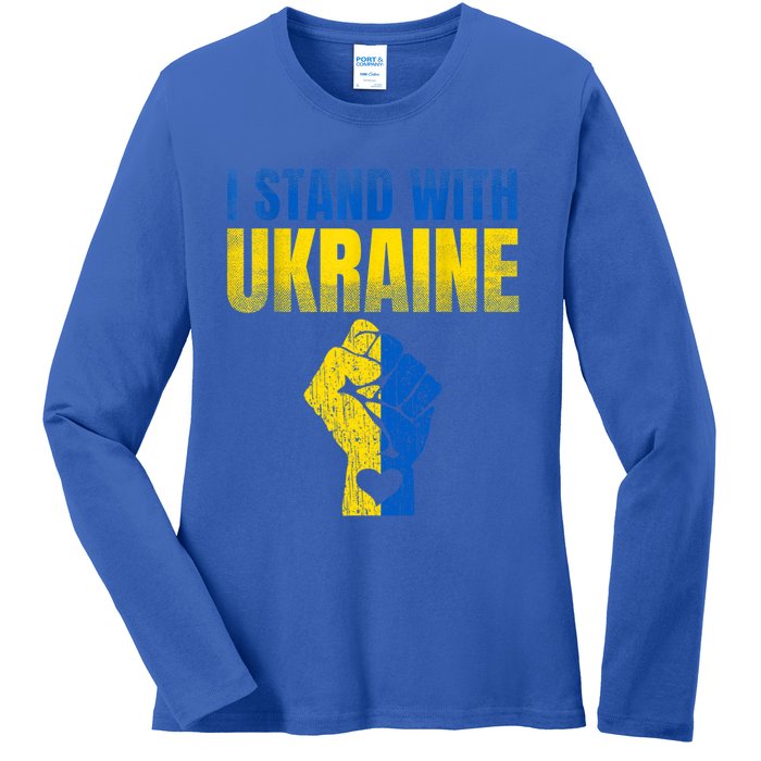 I Stand With Ukraine Ukrainian Flag Support Ukraine Gift Ladies Long Sleeve Shirt