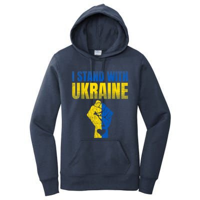 I Stand With Ukraine Ukrainian Flag Support Ukraine Gift Women's Pullover Hoodie