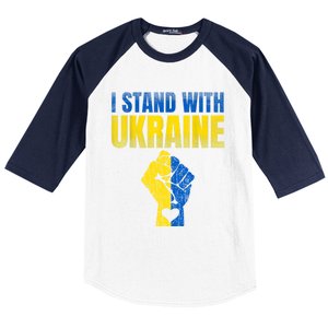 I Stand With Ukraine Ukrainian Flag Support Ukraine Gift Baseball Sleeve Shirt