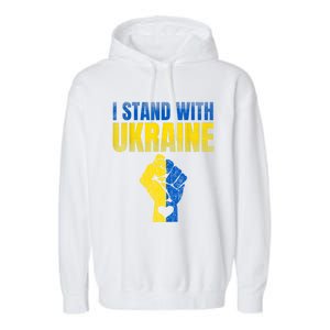 I Stand With Ukraine Ukrainian Flag Support Ukraine Gift Garment-Dyed Fleece Hoodie