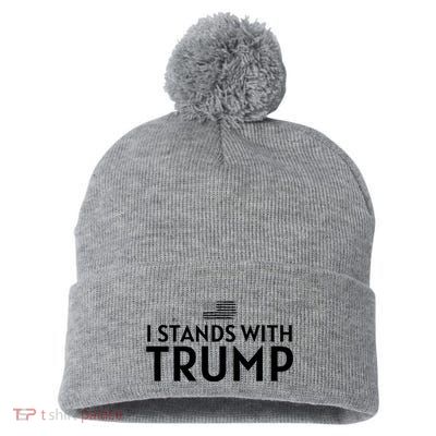 I Stands With Trump Pom Pom 12in Knit Beanie