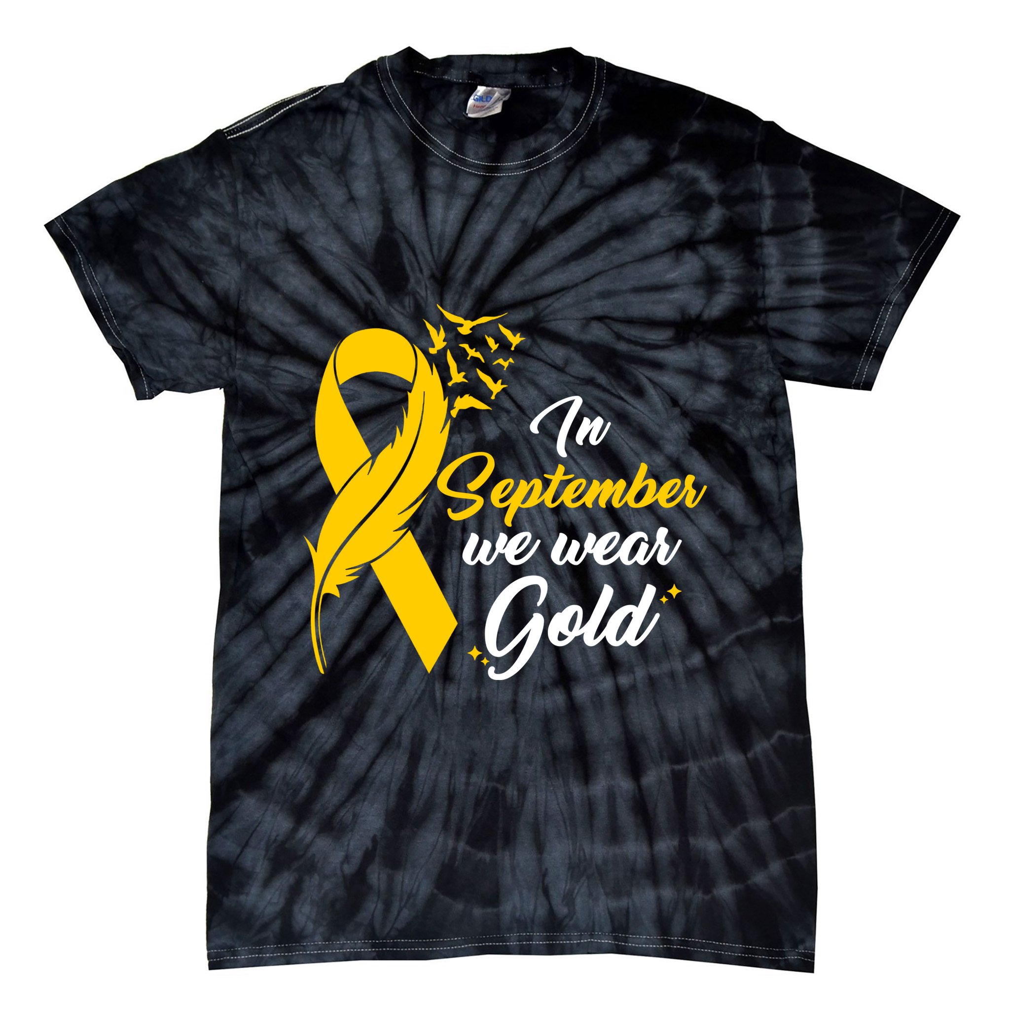 In September We Wear Gold Childhood Cancer Awareness Tie-Dye T-Shirt