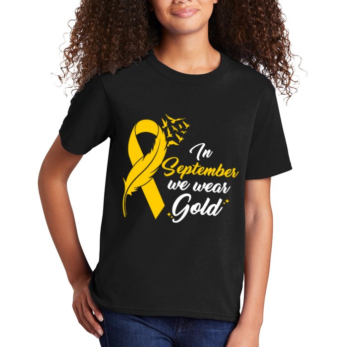 In September We Wear Gold Childhood Cancer Awareness Kids T-Shirt