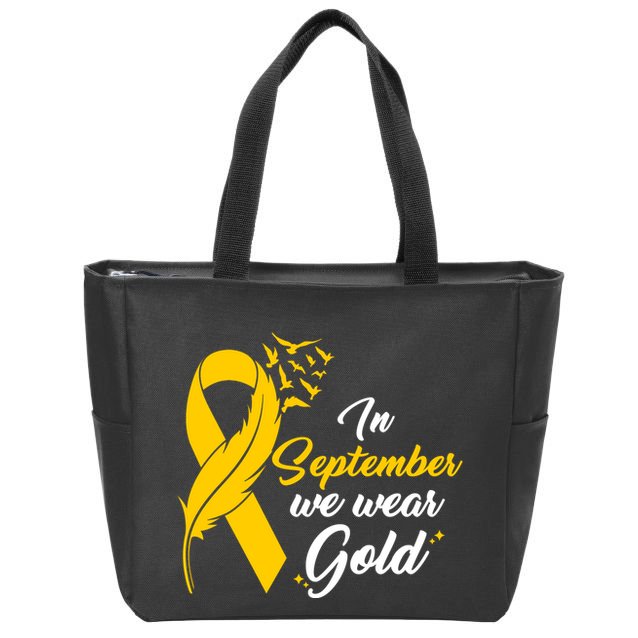 In September We Wear Gold Childhood Cancer Awareness Zip Tote Bag