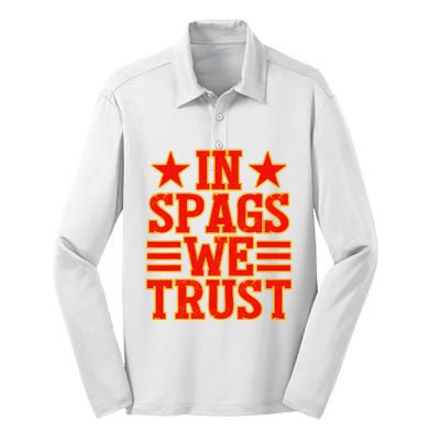 In Spags We Trust Trending Design Silk Touch Performance Long Sleeve Polo