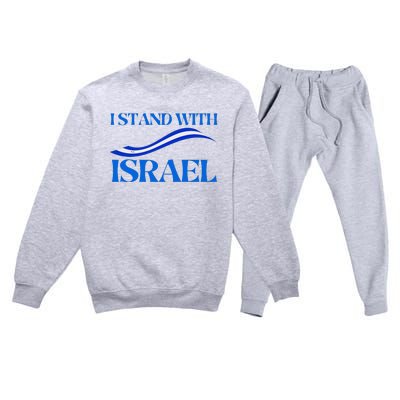 I Stand With Israel Pray For Israel US and Israel Flag Premium Crewneck Sweatsuit Set