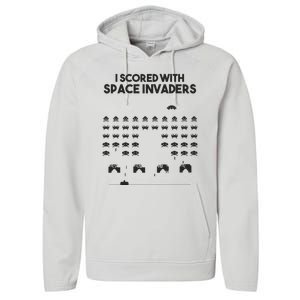 I Scored With Space Invaders Retro Gaming Design Performance Fleece Hoodie