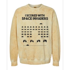 I Scored With Space Invaders Retro Gaming Design Colorblast Crewneck Sweatshirt