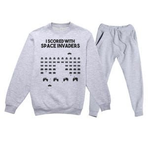 I Scored With Space Invaders Retro Gaming Design Premium Crewneck Sweatsuit Set