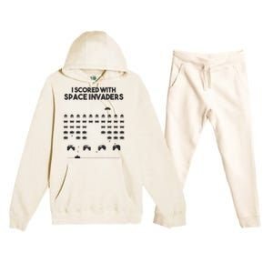 I Scored With Space Invaders Retro Gaming Design Premium Hooded Sweatsuit Set