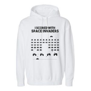 I Scored With Space Invaders Retro Gaming Design Garment-Dyed Fleece Hoodie