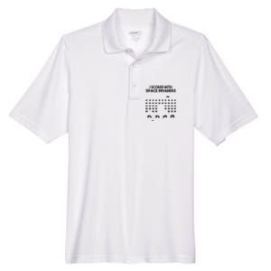 I Scored With Space Invaders Retro Gaming Design Men's Origin Performance Pique Polo