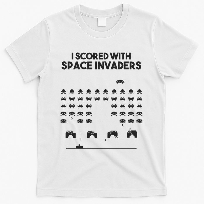 I Scored With Space Invaders Retro Gaming Design T-Shirt
