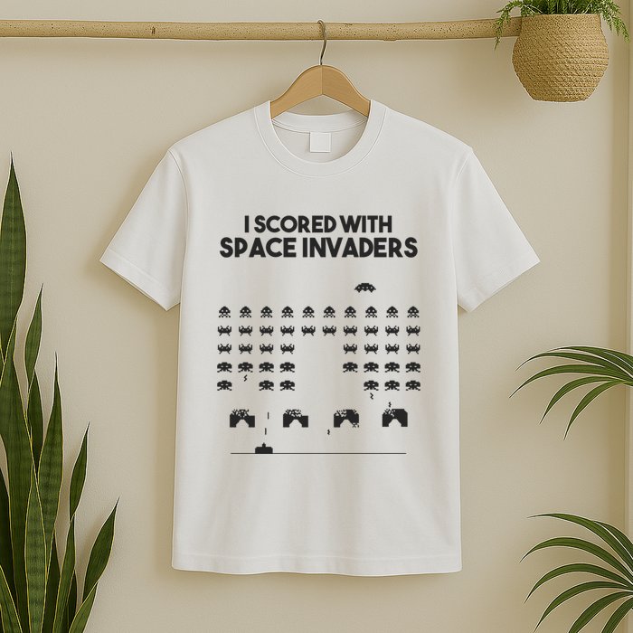 I Scored With Space Invaders Retro Gaming Design T-Shirt