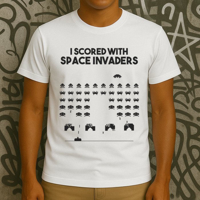 I Scored With Space Invaders Retro Gaming Design T-Shirt