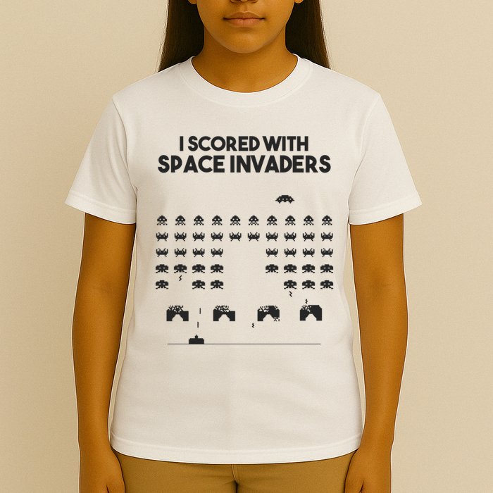 I Scored With Space Invaders Retro Gaming Design T-Shirt
