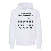 I Scored With Space Invaders Retro Gaming Design Premium Hoodie