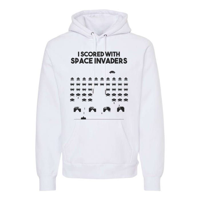 I Scored With Space Invaders Retro Gaming Design Premium Hoodie