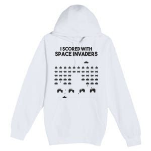 I Scored With Space Invaders Retro Gaming Design Premium Pullover Hoodie