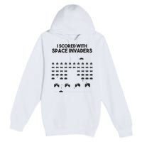 I Scored With Space Invaders Retro Gaming Design Premium Pullover Hoodie