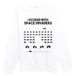 I Scored With Space Invaders Retro Gaming Design Premium Crewneck Sweatshirt