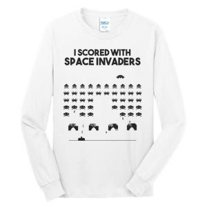 I Scored With Space Invaders Retro Gaming Design Tall Long Sleeve T-Shirt