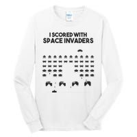 I Scored With Space Invaders Retro Gaming Design Tall Long Sleeve T-Shirt