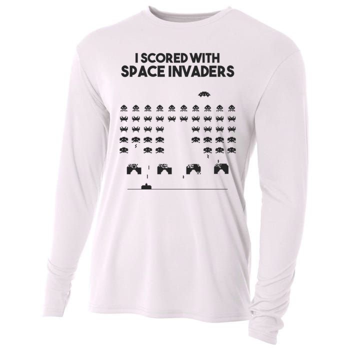 I Scored With Space Invaders Retro Gaming Design Cooling Performance Long Sleeve Crew