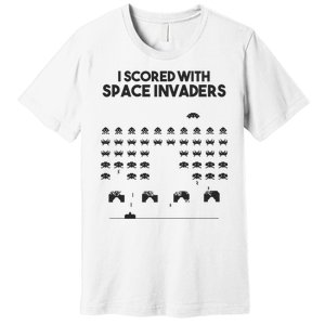 I Scored With Space Invaders Retro Gaming Design Premium T-Shirt