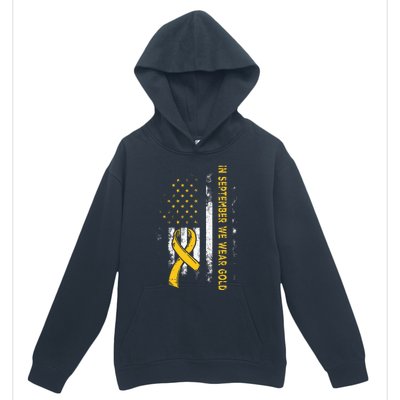 In September We Wear Gold Us Flag Childhood Cancer Awareness Urban Pullover Hoodie