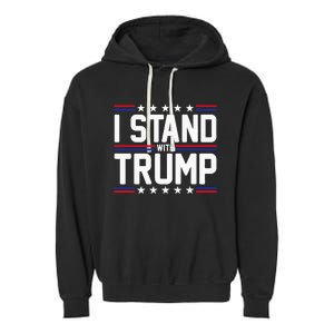 I Stand With Trump American Flag Usa Trump Supporter Garment-Dyed Fleece Hoodie