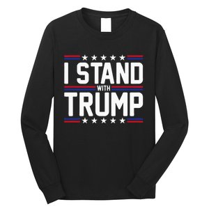 I Stand With Trump American Flag Usa Trump Supporter Long Sleeve Shirt