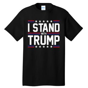 I Stand With Trump American Flag Usa Trump Supporter Tall T-Shirt