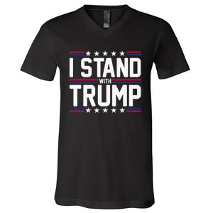 I Stand With Trump American Flag Usa Trump Supporter V-Neck T-Shirt