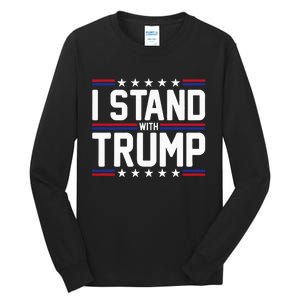 I Stand With Trump American Flag Usa Trump Supporter Tall Long Sleeve T-Shirt