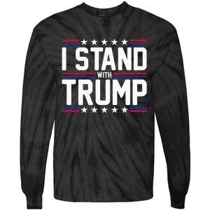 I Stand With Trump American Flag Usa Trump Supporter Tie-Dye Long Sleeve Shirt