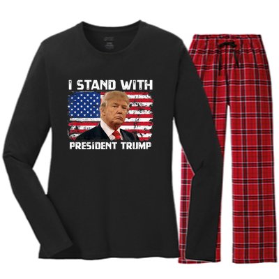 I Stand With President Trump MaraLago Trump Support Women's Long Sleeve Flannel Pajama Set 