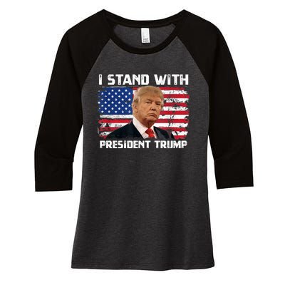 I Stand With President Trump MaraLago Trump Support Women's Tri-Blend 3/4-Sleeve Raglan Shirt