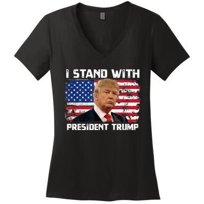 I Stand With President Trump MaraLago Trump Support Women's V-Neck T-Shirt