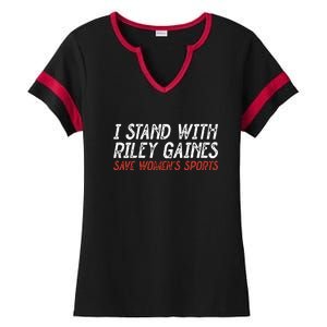 I Stand With Riley Gaines Save Womens Sports Ladies Halftime Notch Neck Tee