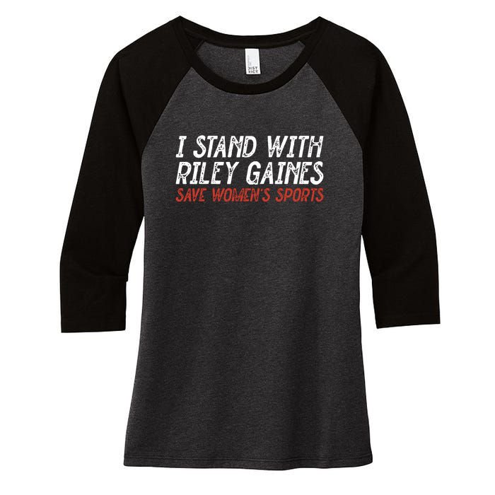 I Stand With Riley Gaines Save Womens Sports Women's Tri-Blend 3/4-Sleeve Raglan Shirt