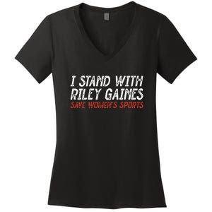 I Stand With Riley Gaines Save Womens Sports Women's V-Neck T-Shirt