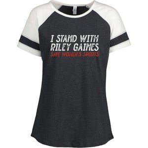 I Stand With Riley Gaines Save Womens Sports Enza Ladies Jersey Colorblock Tee