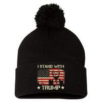 I Stand With President Trump MaraLago Trump Support Pom Pom 12in Knit Beanie