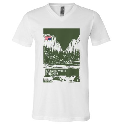 I Stand With The Nps National Park Support Park Rangers V-Neck T-Shirt