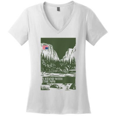 I Stand With The Nps National Park Support Park Rangers Women's V-Neck T-Shirt