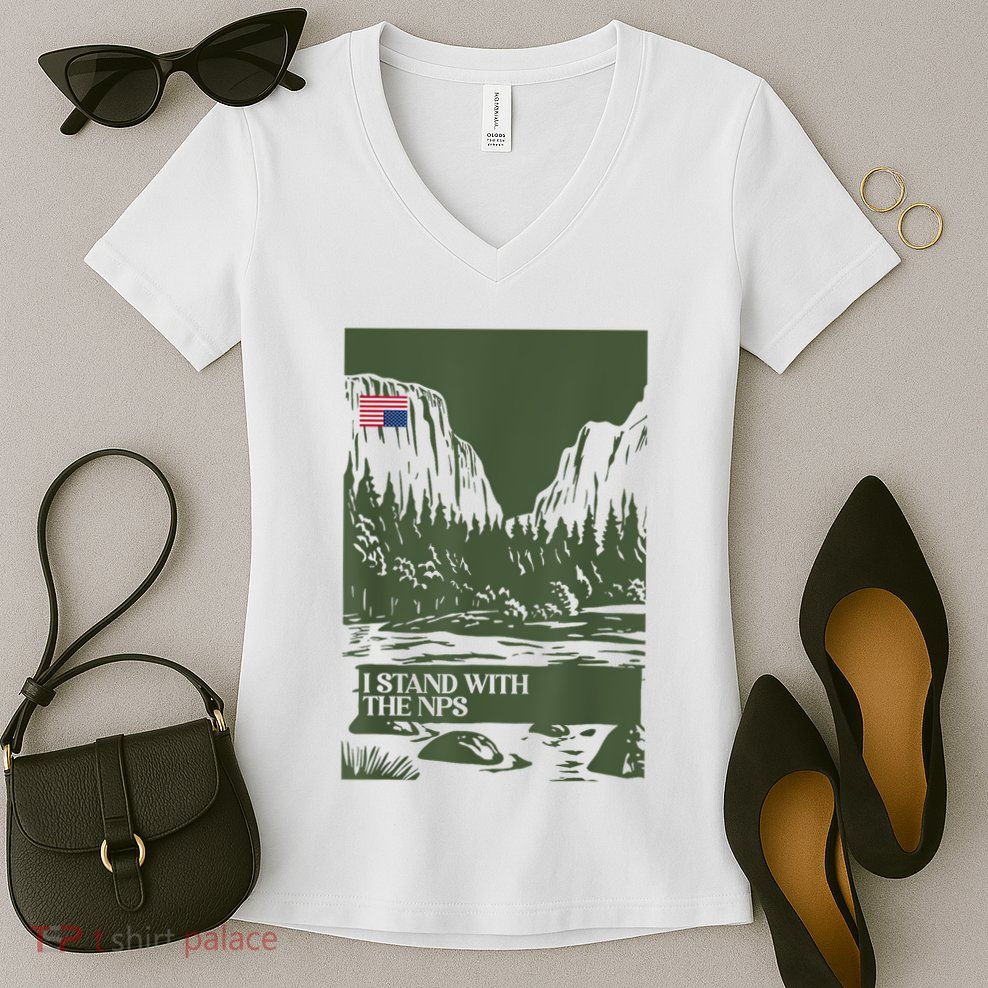 I Stand With The Nps National Park Support Park Rangers Women's V-Neck T-Shirt