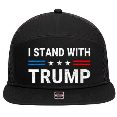 I Stand With Trump American Flag 7 Panel Mesh Trucker Snapback Hat