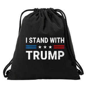 I Stand With Trump American Flag Drawstring Bag