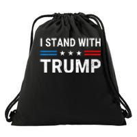 I Stand With Trump American Flag Drawstring Bag